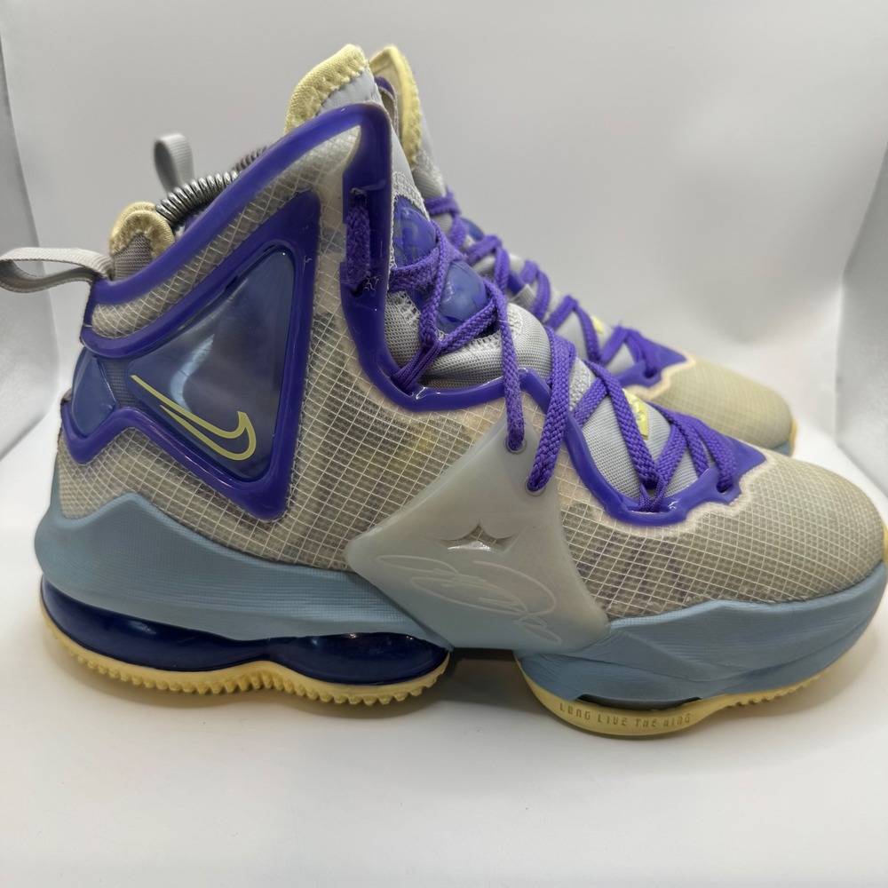 Nike 5Y LeBron 19 Basketball Shoes Kids Purple Blue Yellow DD0418-412